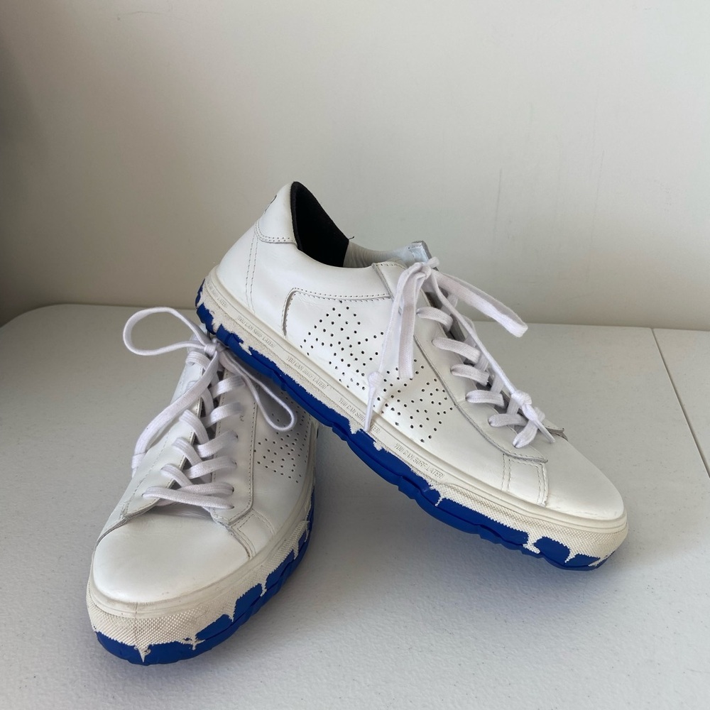 Vibram women’s P448 CSL royal blue white leather perforated low cut sneakers 9.5